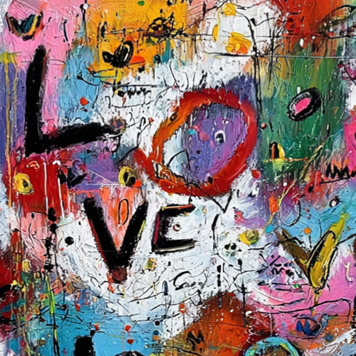 LOVE EXPLOSION: Colorful Abstract Graffiti Style Love Painting - Image 5