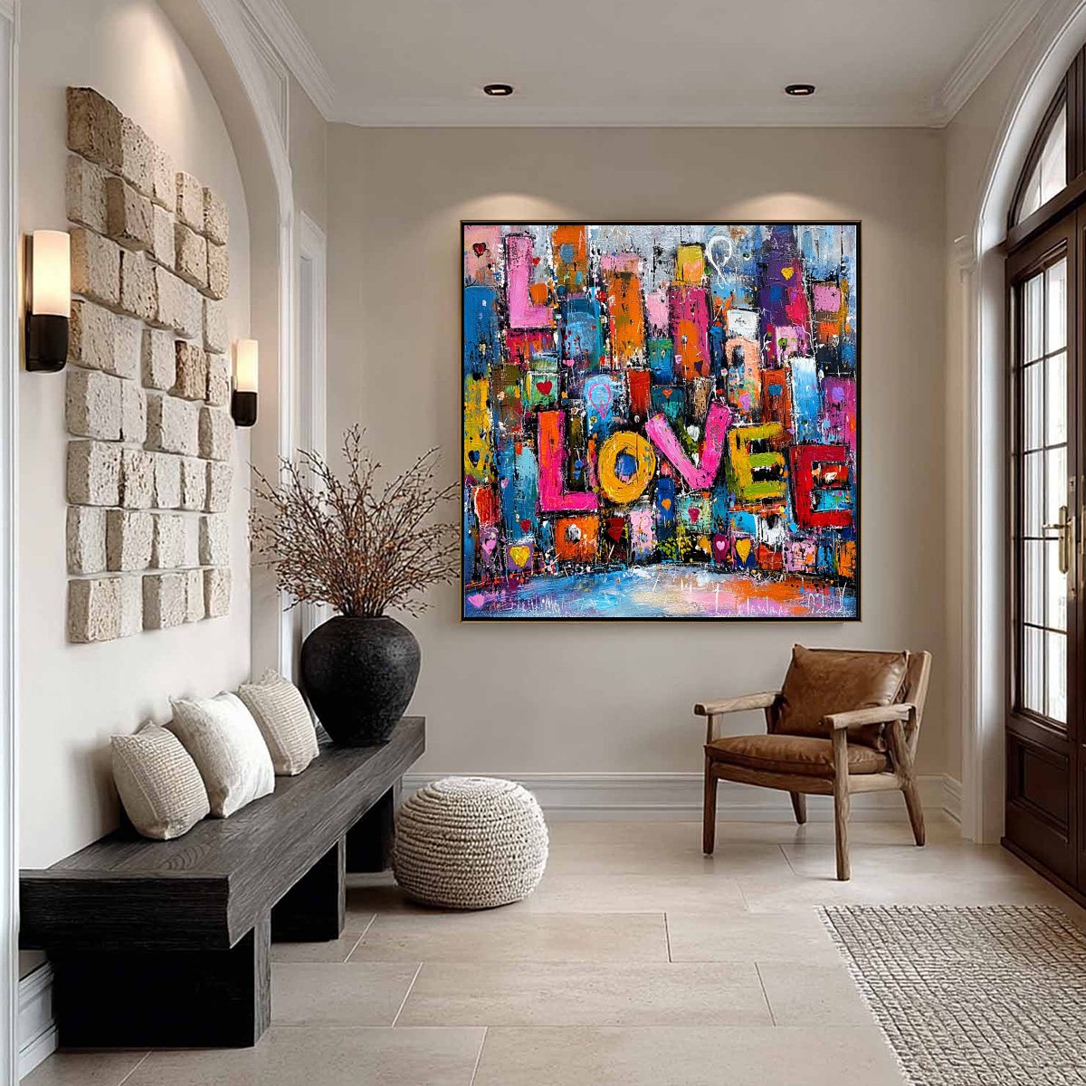 LOVE EXPLOSION: Colorful Abstract Graffiti Style Textured Painting - Image 4