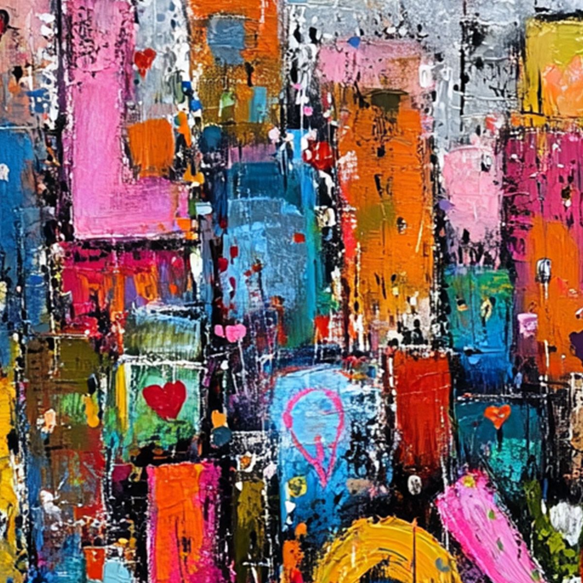 LOVE EXPLOSION: Colorful Abstract Graffiti Style Textured Painting - Image 5