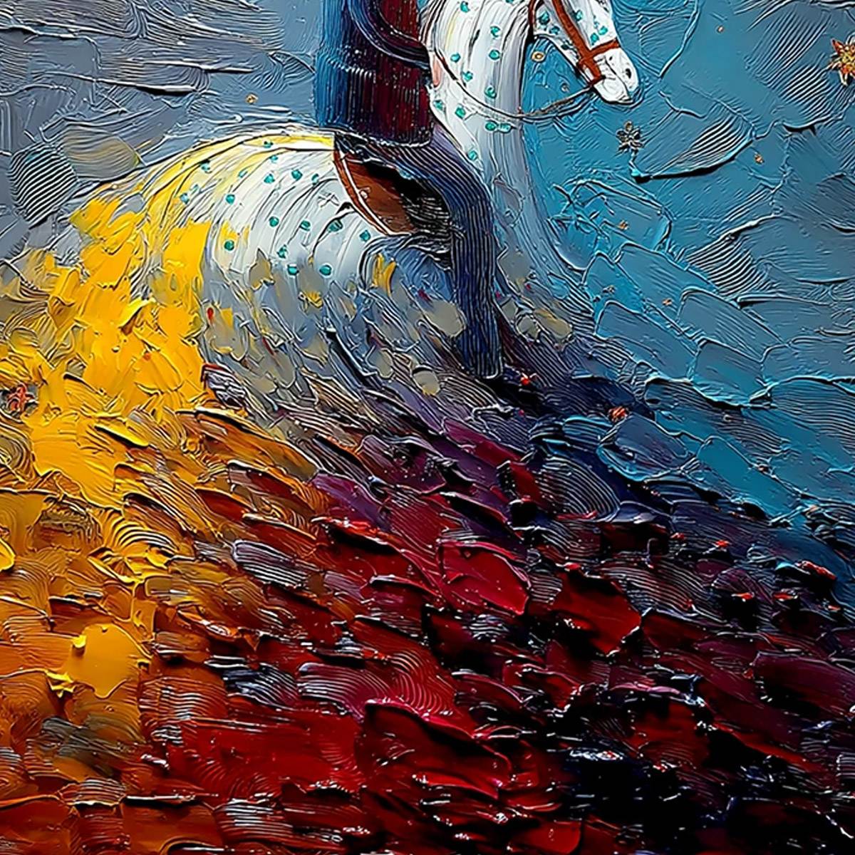 LUNAR JOURNEY: Textured Figurative Painting of a Rider Under the Moon - Image 5