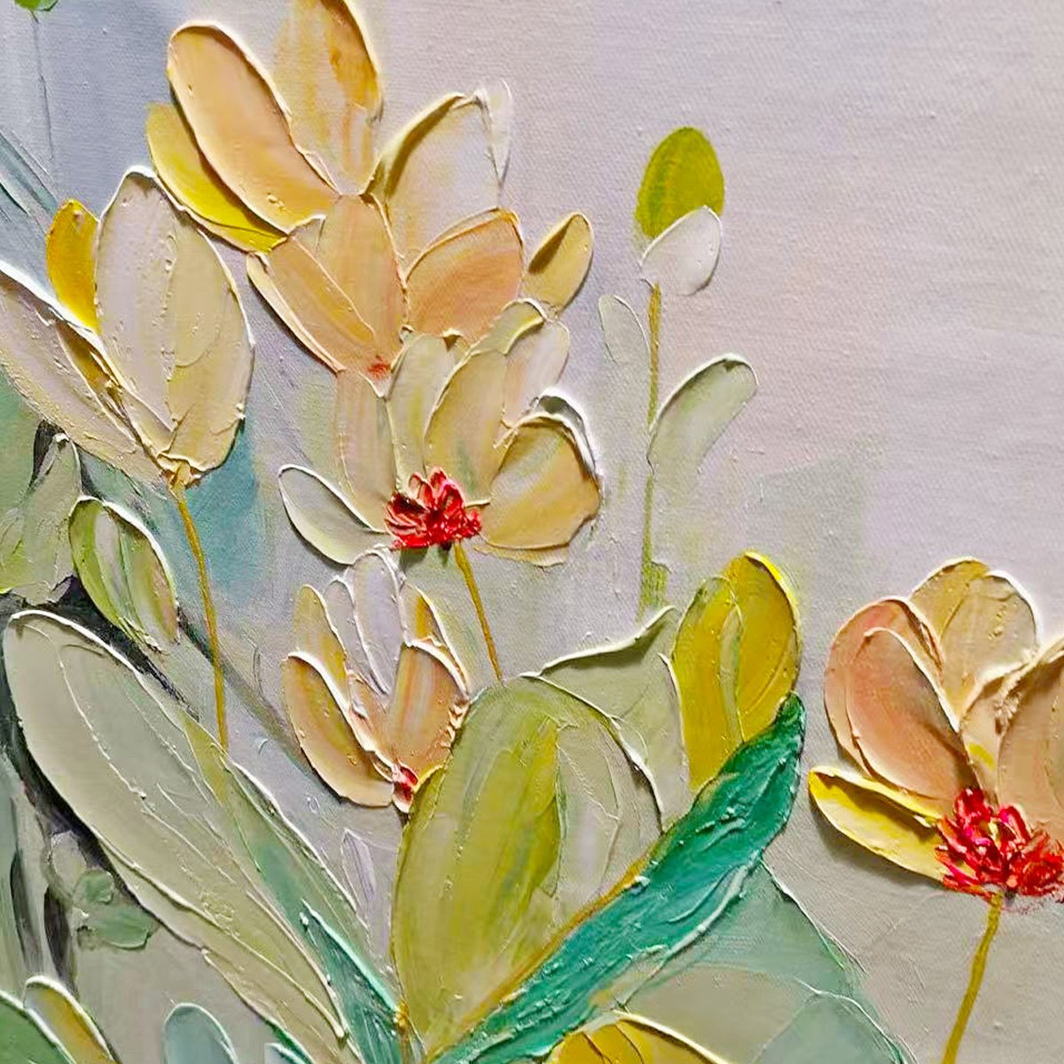 LUSH GARDEN: Textured Floral Painting, Green and White Wall Art, Vertical Canvas, Impressionist Decor - Image 4
