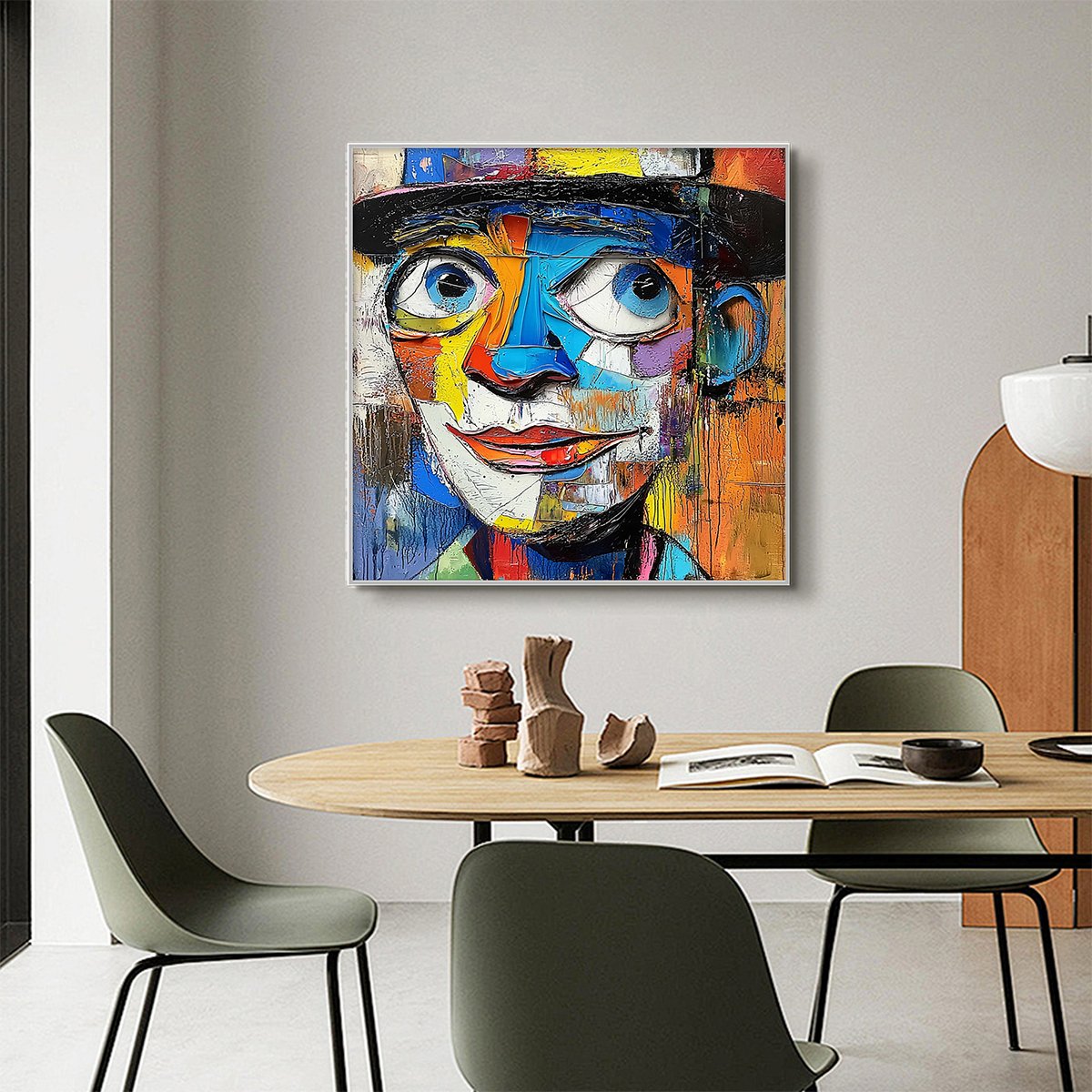 LAUGHING EYES: Textured Impasto Clown Portrait Oil Painting - Image 7