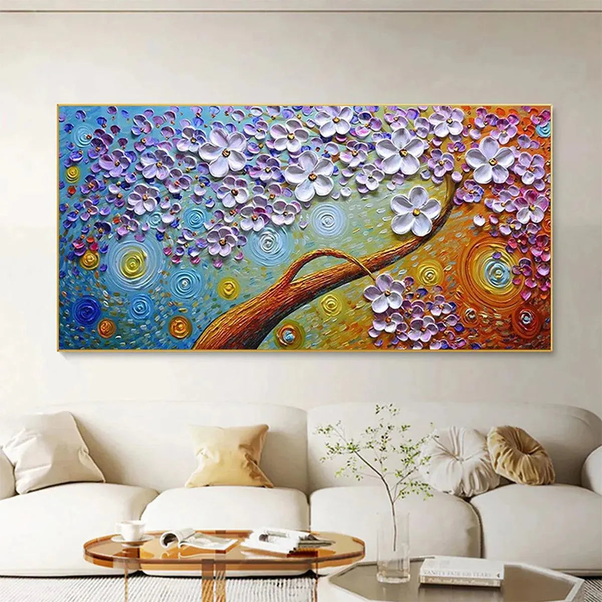 LILAC DREAM: Textured Floral Painting in Purple and Gold - Image 8