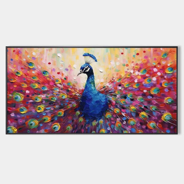 MAJESTIC PEACOCK: Vibrant Peacock Painting on Canvas