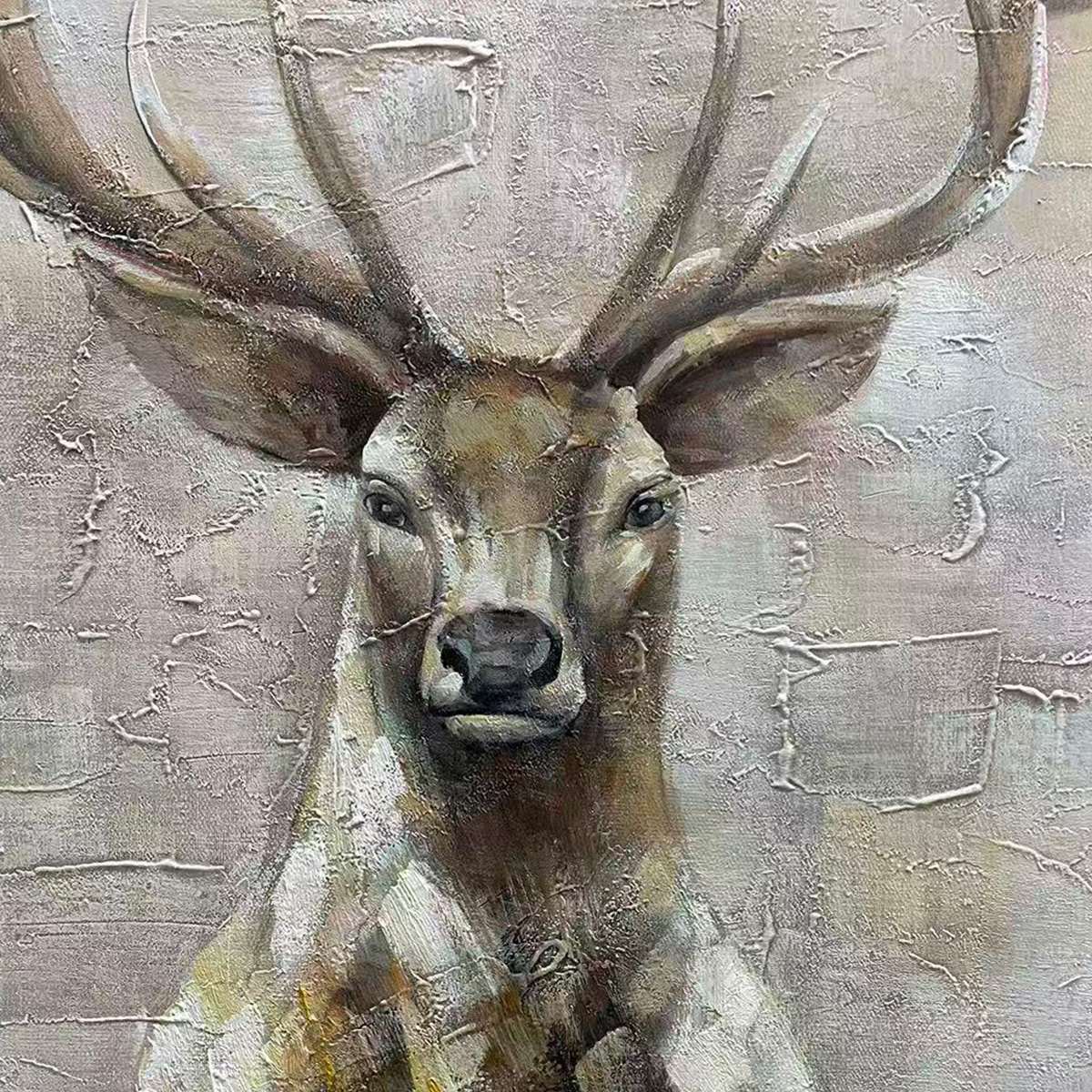 MAJESTIC STAG: Textured Stag Painting, Vertical Wall Art - Image 3