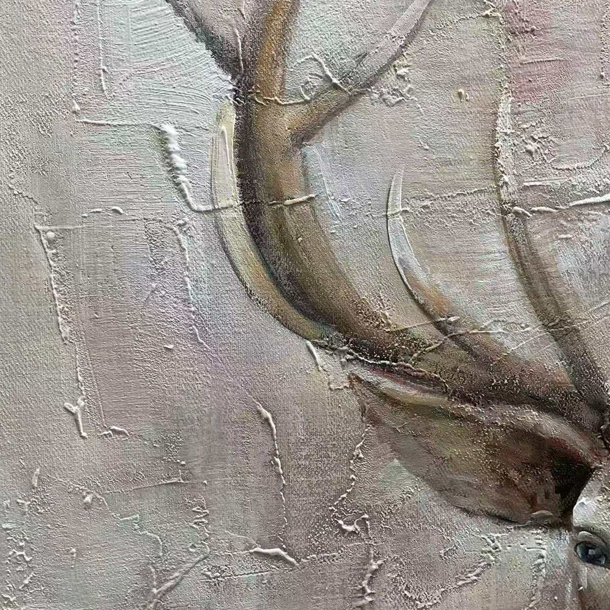 MAJESTIC STAG: Textured Stag Painting, Vertical Wall Art - Image 5