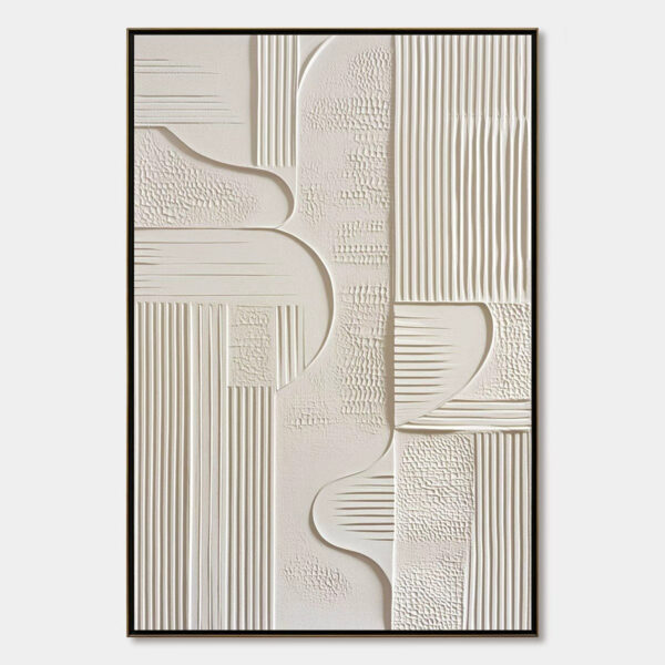 STRUCTURED CALM: Textured White Minimalist Abstract Wabi Sabi Wall Art