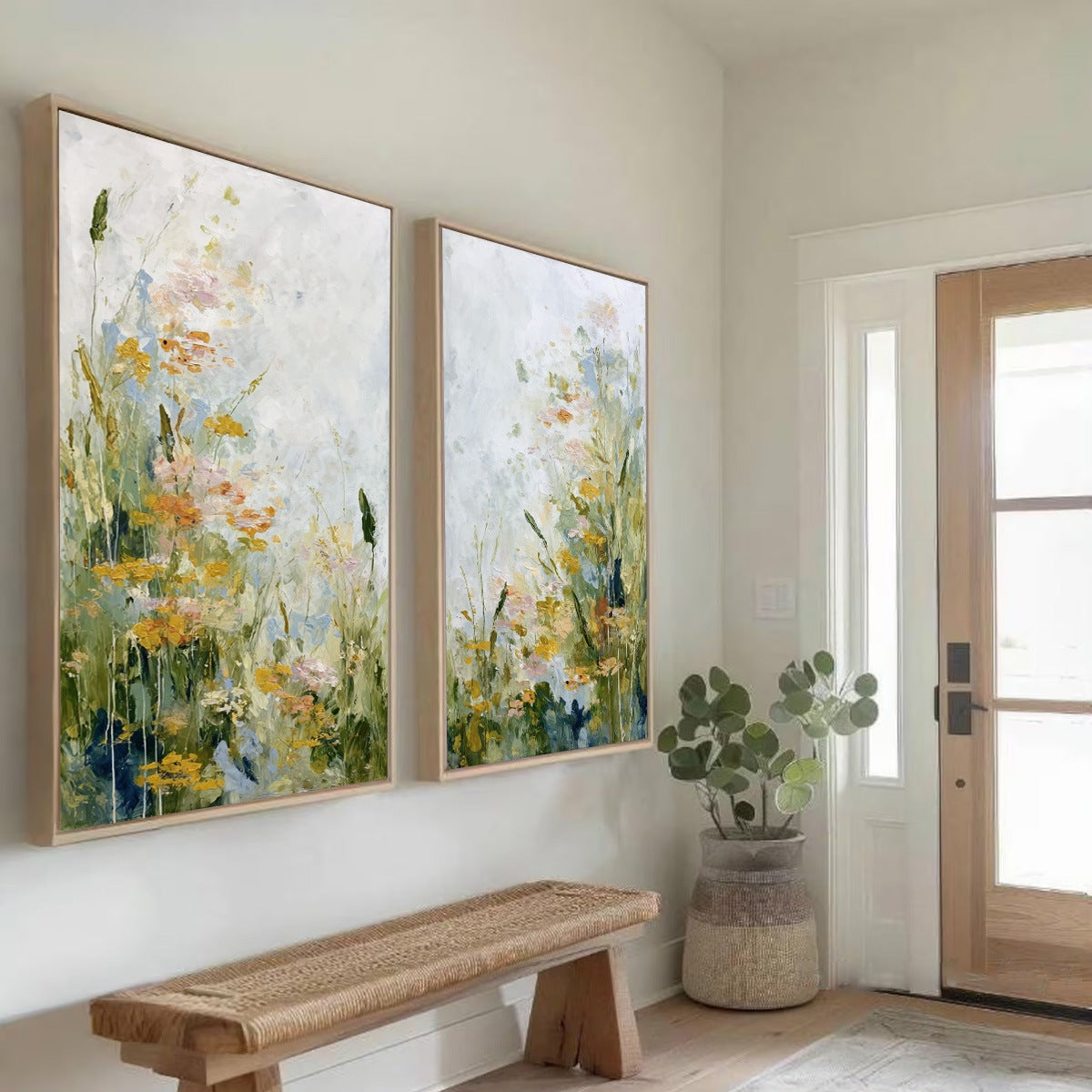MEADOW'S WHISPER: Impressionist Wildflower Meadow Painting Diptych - Image 7