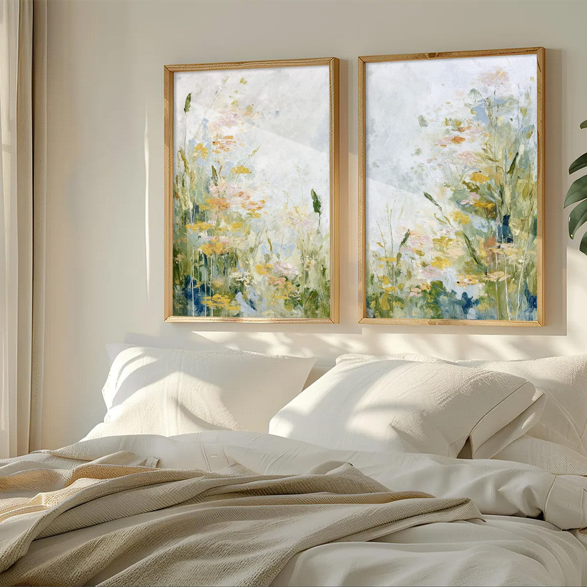 MEADOW'S WHISPER: Impressionist Wildflower Meadow Painting Diptych - Image 8