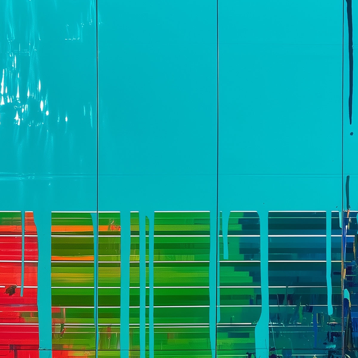 MELTING HORIZON: Vibrant Abstract Glitch Art Oil Painting - Image 6