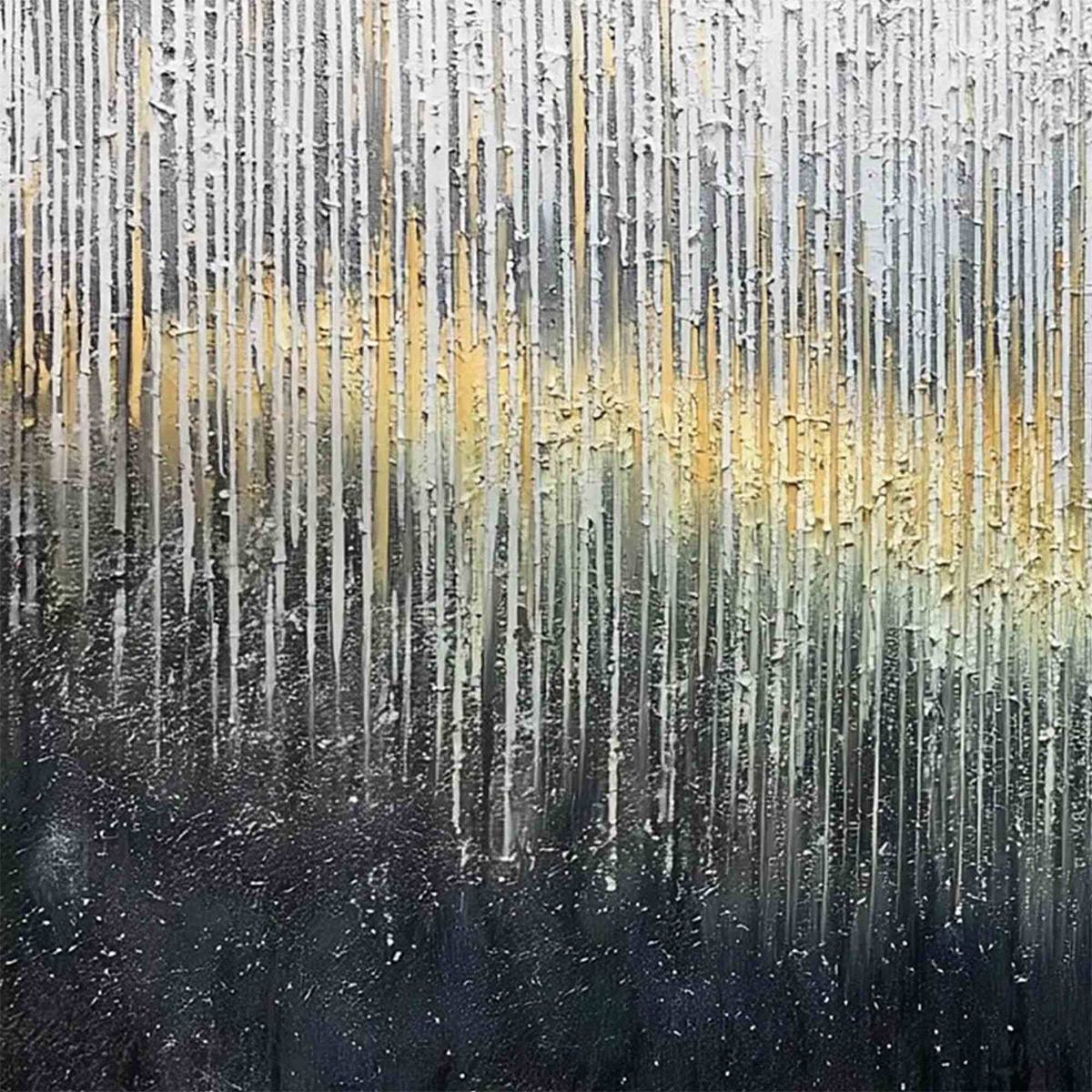 METALLIC CASCADE: Large Textured Abstract Gold and Silver Horizontal Painting - Image 3