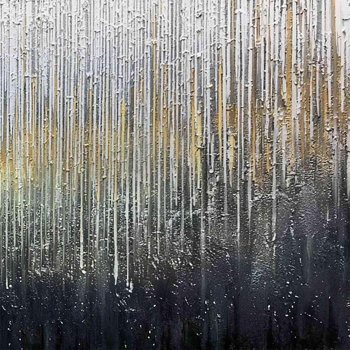 METALLIC CASCADE: Large Textured Abstract Gold and Silver Horizontal Painting - Image 5