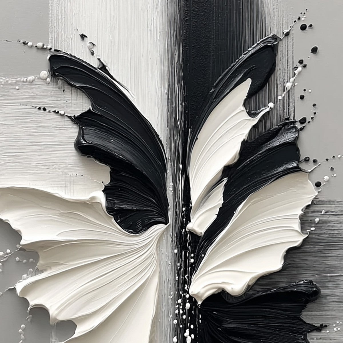 METAMORPHOSIS: Textured Abstract Butterfly Painting in Black and White - Image 3