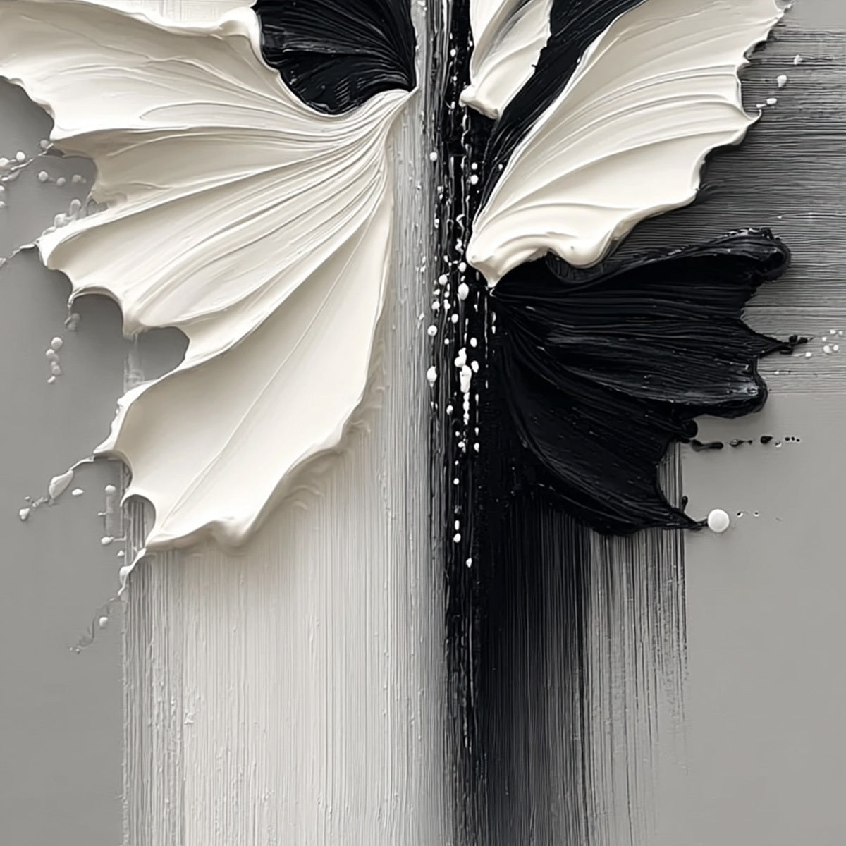 METAMORPHOSIS: Textured Abstract Butterfly Painting in Black and White - Image 5