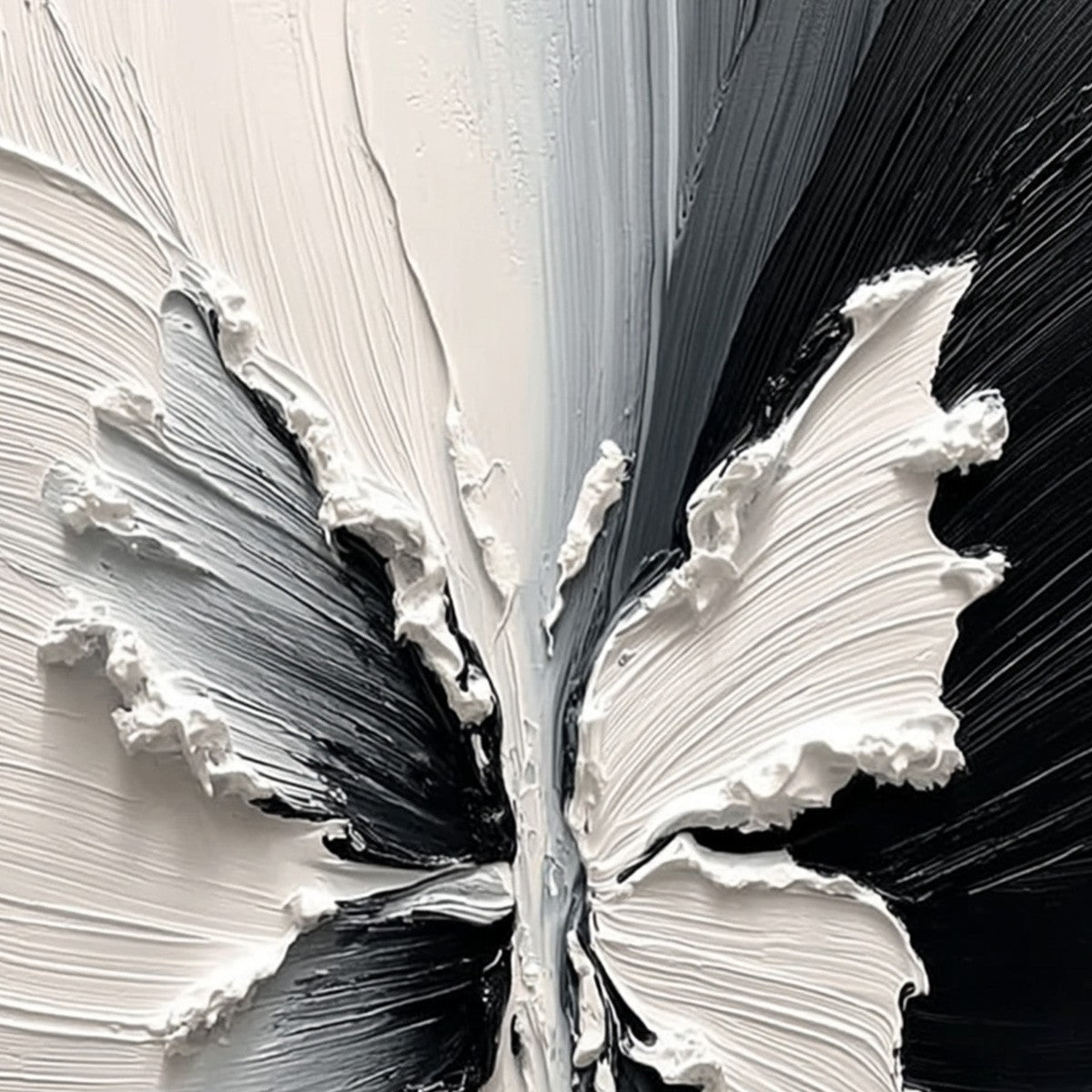 METAMORPHOSIS: Heavy Texture Black and White Butterfly Painting - Image 5