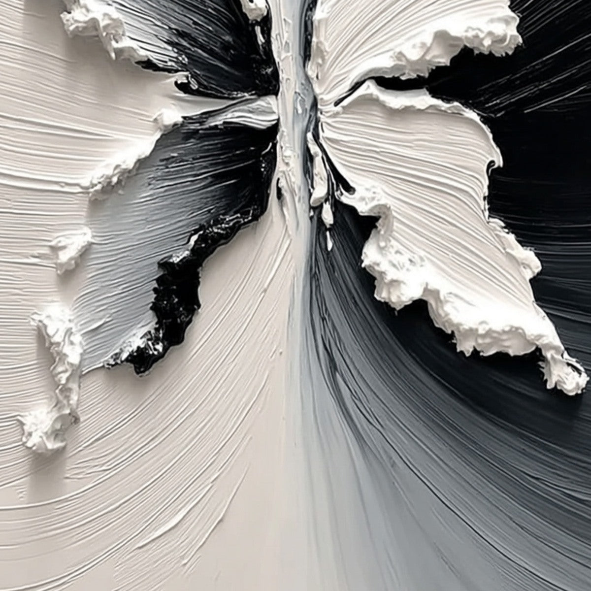 METAMORPHOSIS: Heavy Texture Black and White Butterfly Painting - Image 3
