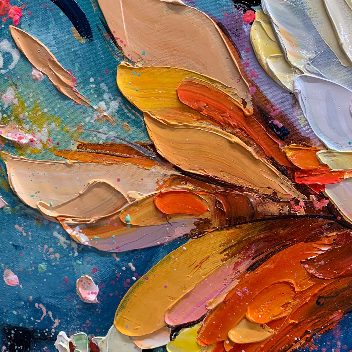 METAMORPHOSIS: Textured Impasto Colorful Butterfly Oil Painting - Image 5