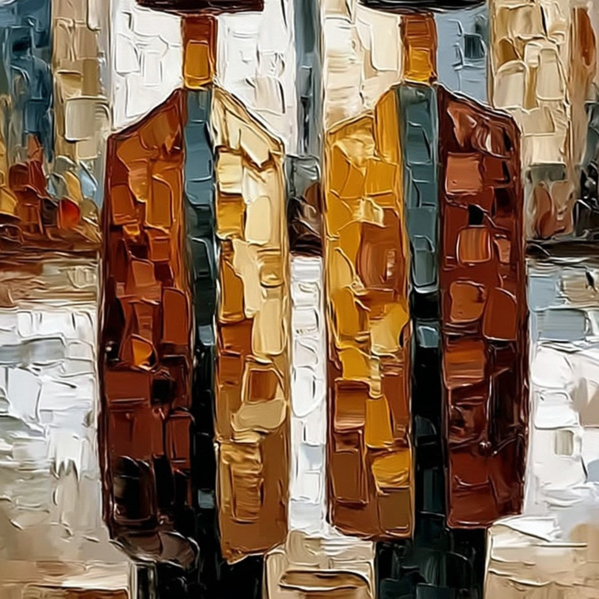 METROPOLIS DUO: Textured Palette Knife Painting of Figures in a City - Image 5