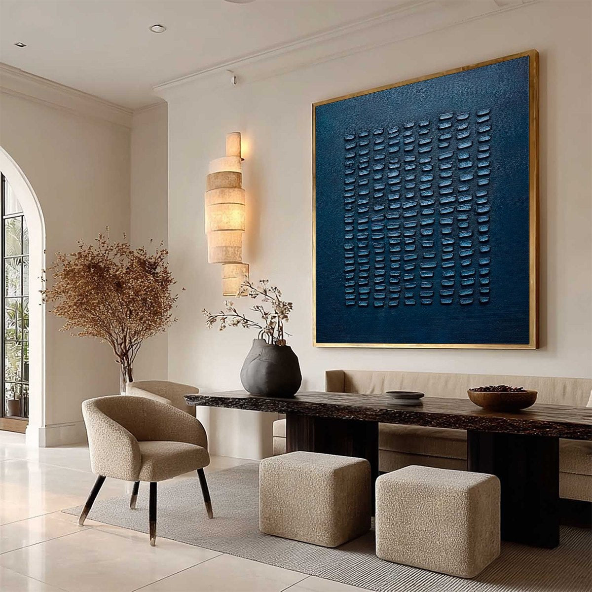 MIDNIGHT CODE: Textured Minimalist Geometric Abstract Oil Painting - Image 7