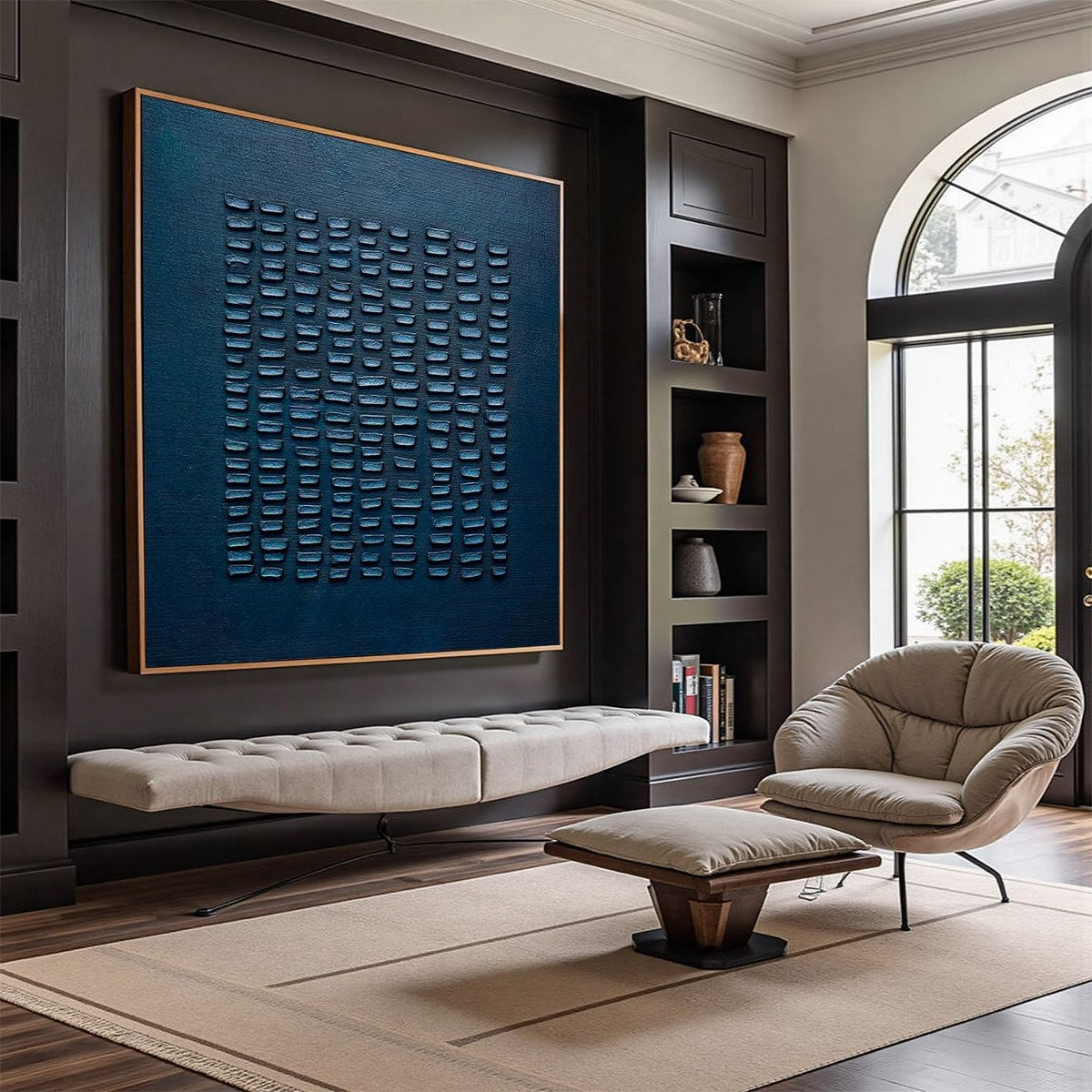 MIDNIGHT CODE: Textured Minimalist Geometric Abstract Oil Painting - Image 8
