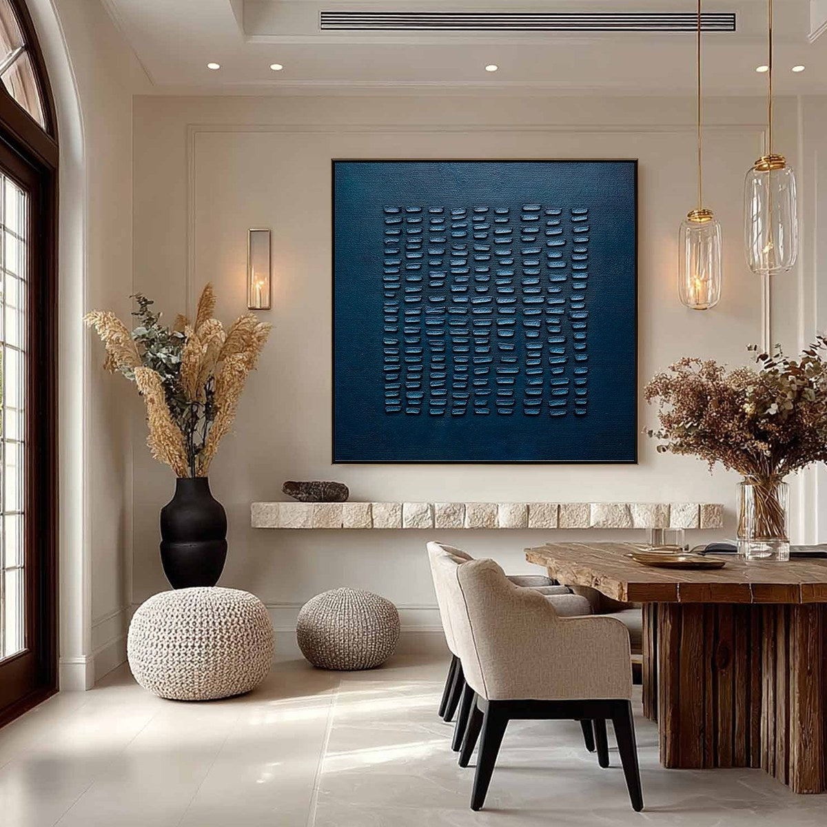 MIDNIGHT CODE: Textured Minimalist Geometric Abstract Oil Painting - Image 2