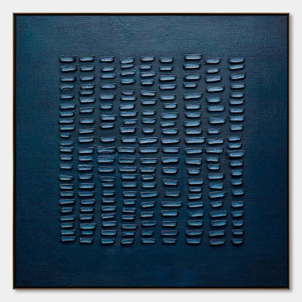 MIDNIGHT CODE: Textured Minimalist Geometric Abstract Oil Painting