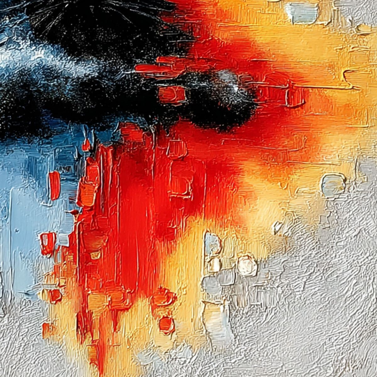 MIDNIGHT GAZE: Textured Abstract Black Cat Painting - Image 3