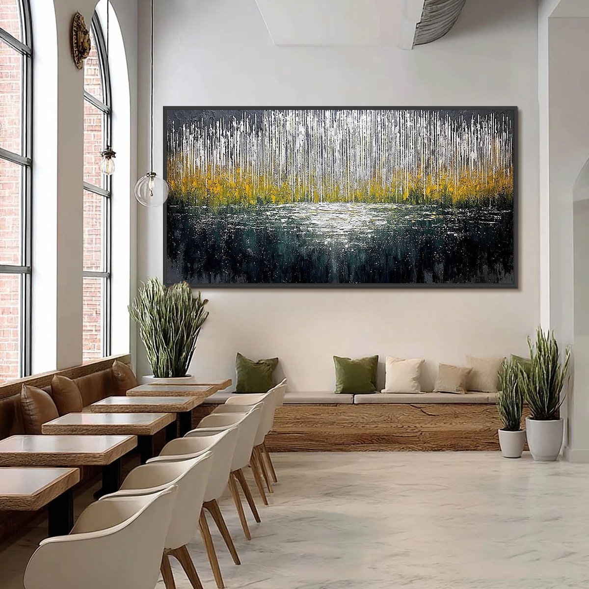 MIDNIGHT REFLECTIONS: Textured Abstract Gold and Silver Landscape Painting - Image 6