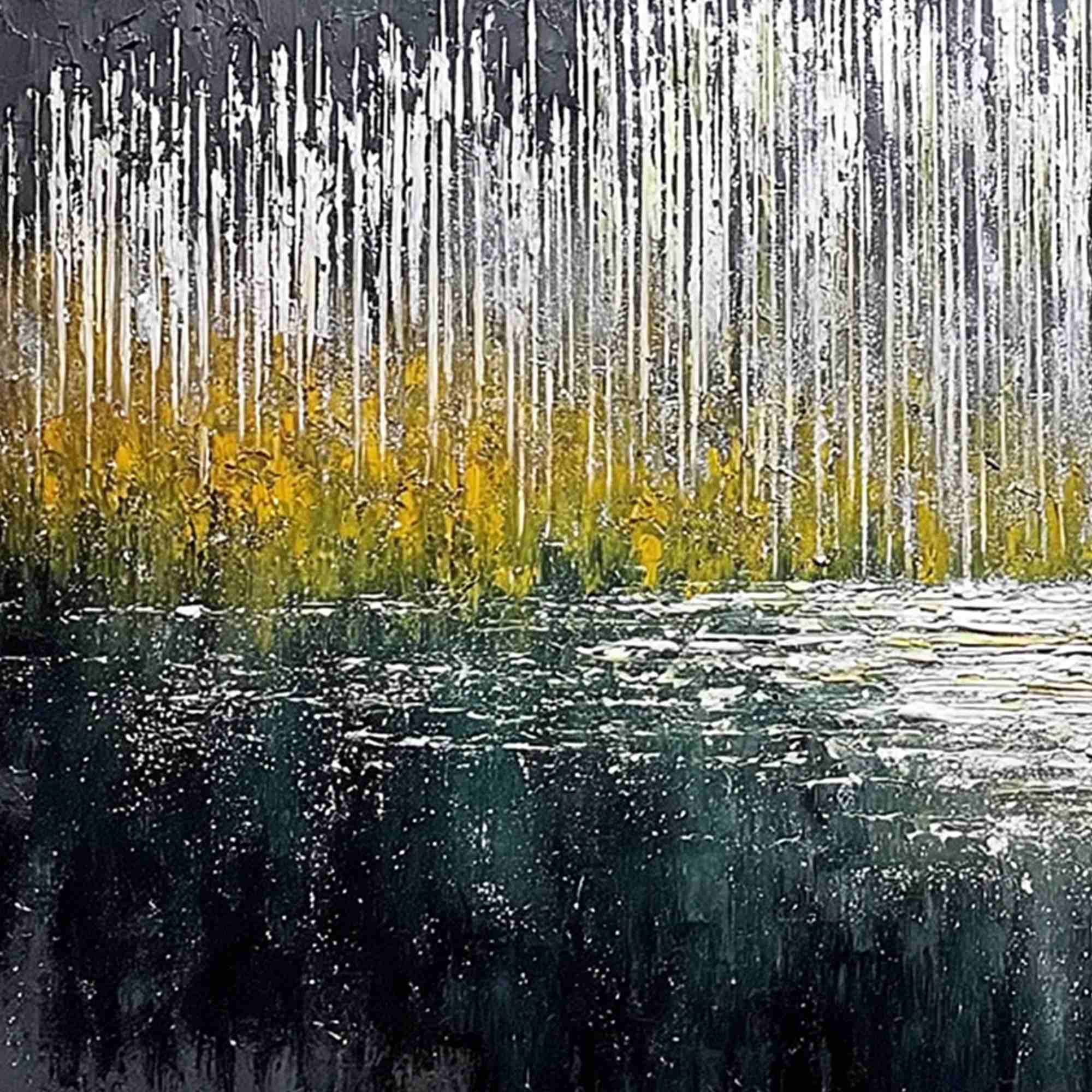 MIDNIGHT REFLECTIONS: Textured Abstract Gold and Silver Landscape Painting - Image 3