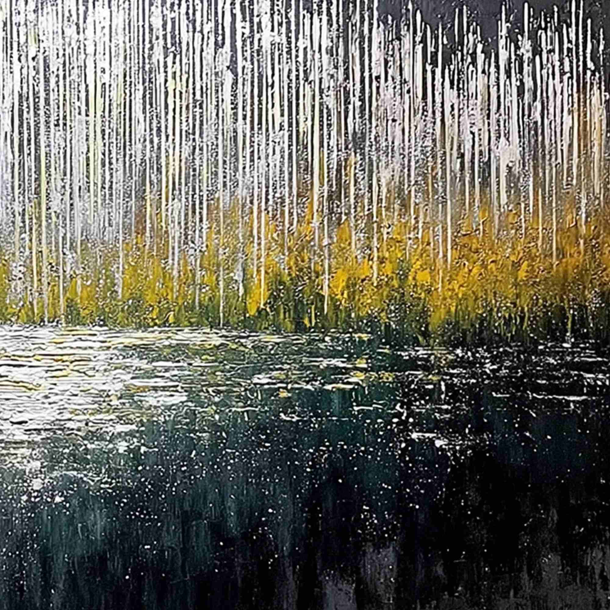 MIDNIGHT REFLECTIONS: Textured Abstract Gold and Silver Landscape Painting - Image 5
