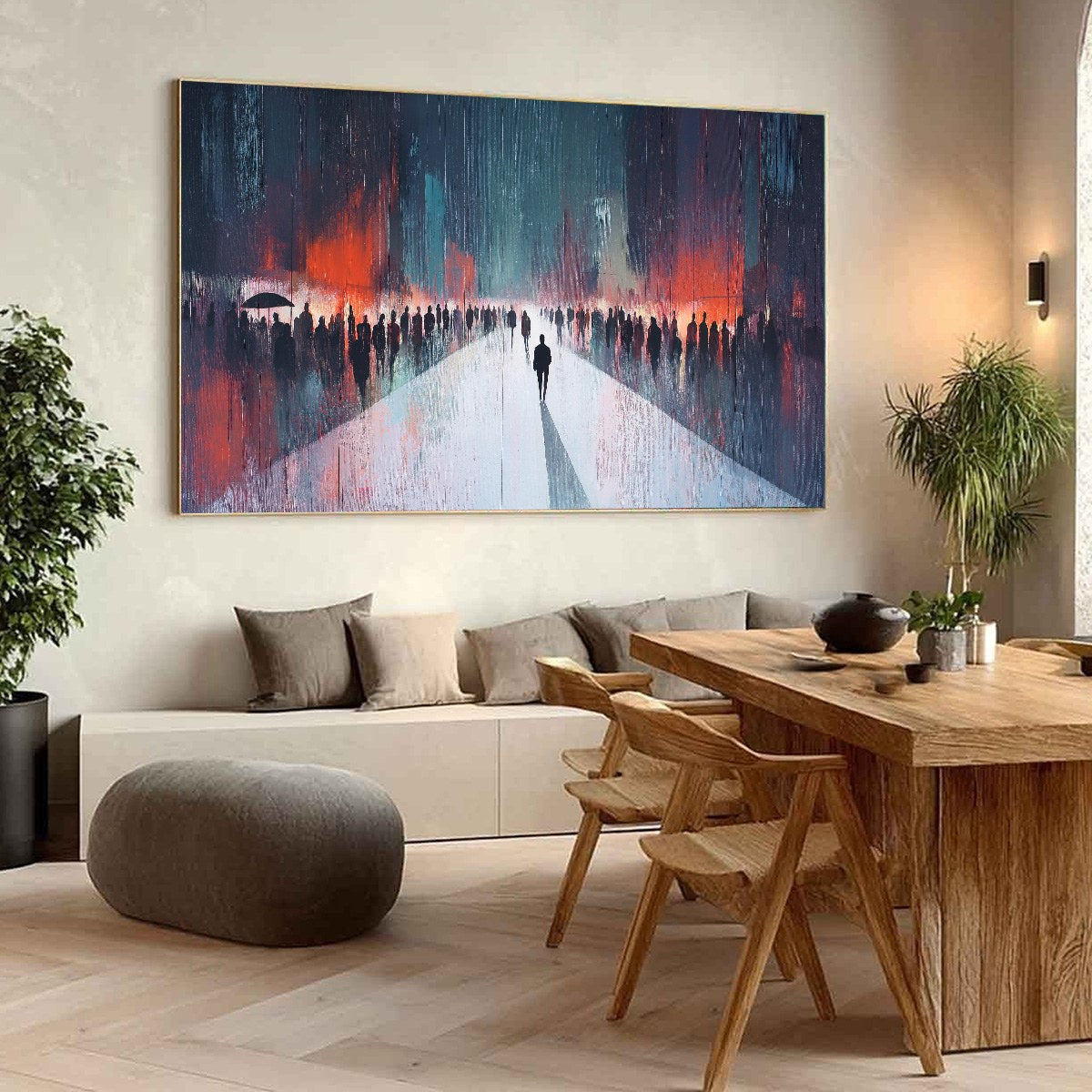 MIDNIGHT CROSSING: Minimalist Urban Cityscape Oil Painting - Image 5