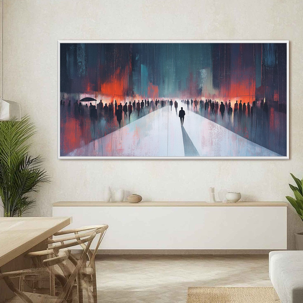 MIDNIGHT CROSSING: Minimalist Urban Cityscape Oil Painting - Image 2