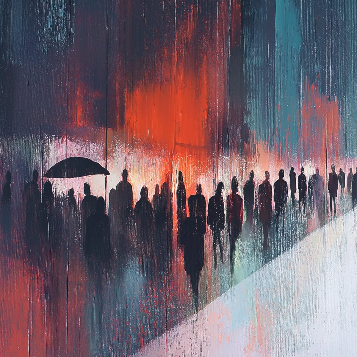 MIDNIGHT CROSSING: Minimalist Urban Cityscape Oil Painting - Image 8