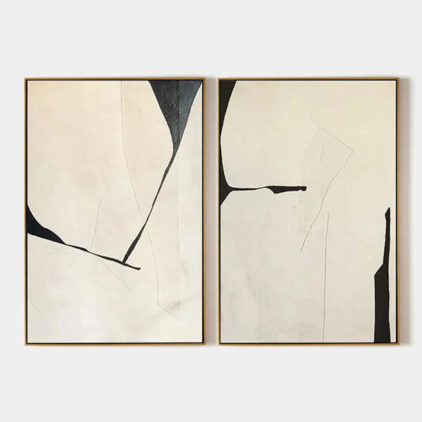 MINIMALIST ABSTRACT DIPTYCH: Abstract Minimalist Painting Set of 2, Vertical Wall Art