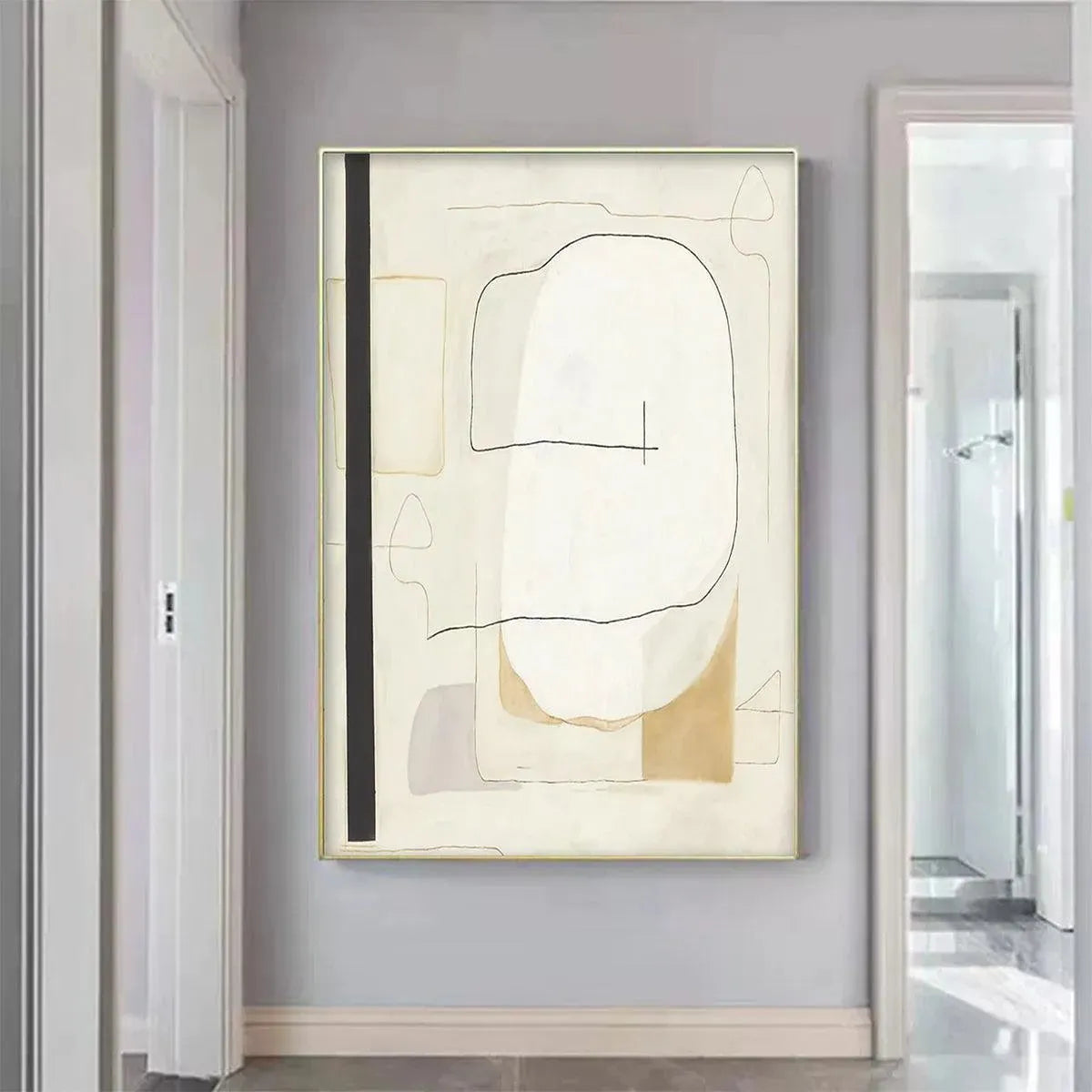 MINIMALIST ABSTRACT: Neutral Abstract Painting, Square Wall Art - Image 2