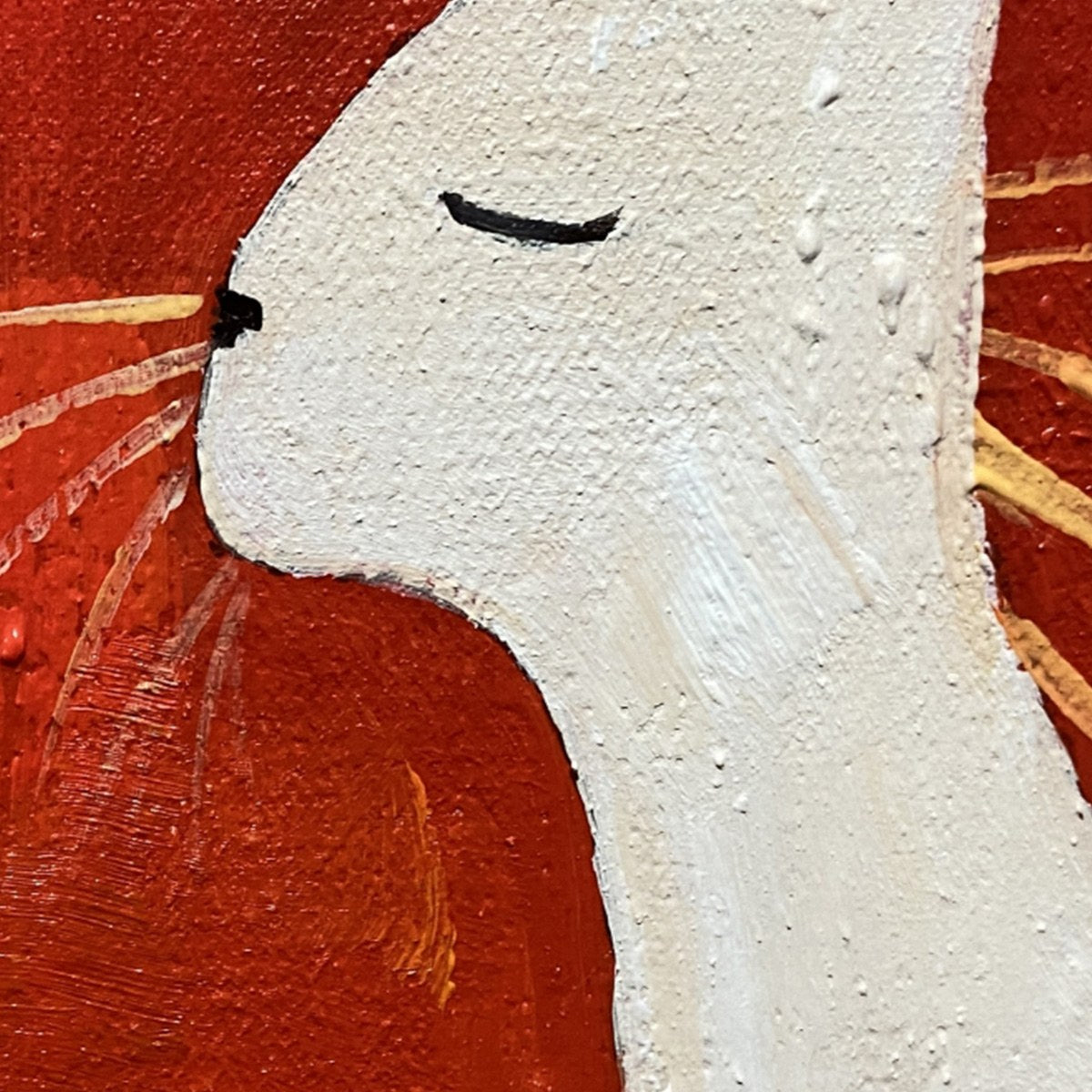 MINIMALIST CAT ON RED PANORAMIC: Cat Painting, Panoramic Wall Art, Minimalist Decor - Image 3