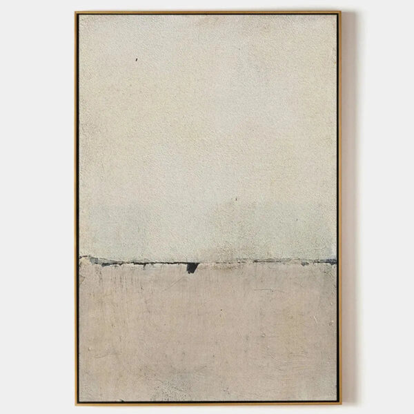 MINIMALIST EARTHSCAPE: Neutral Abstract Landscape Painting, Vertical Wall Art