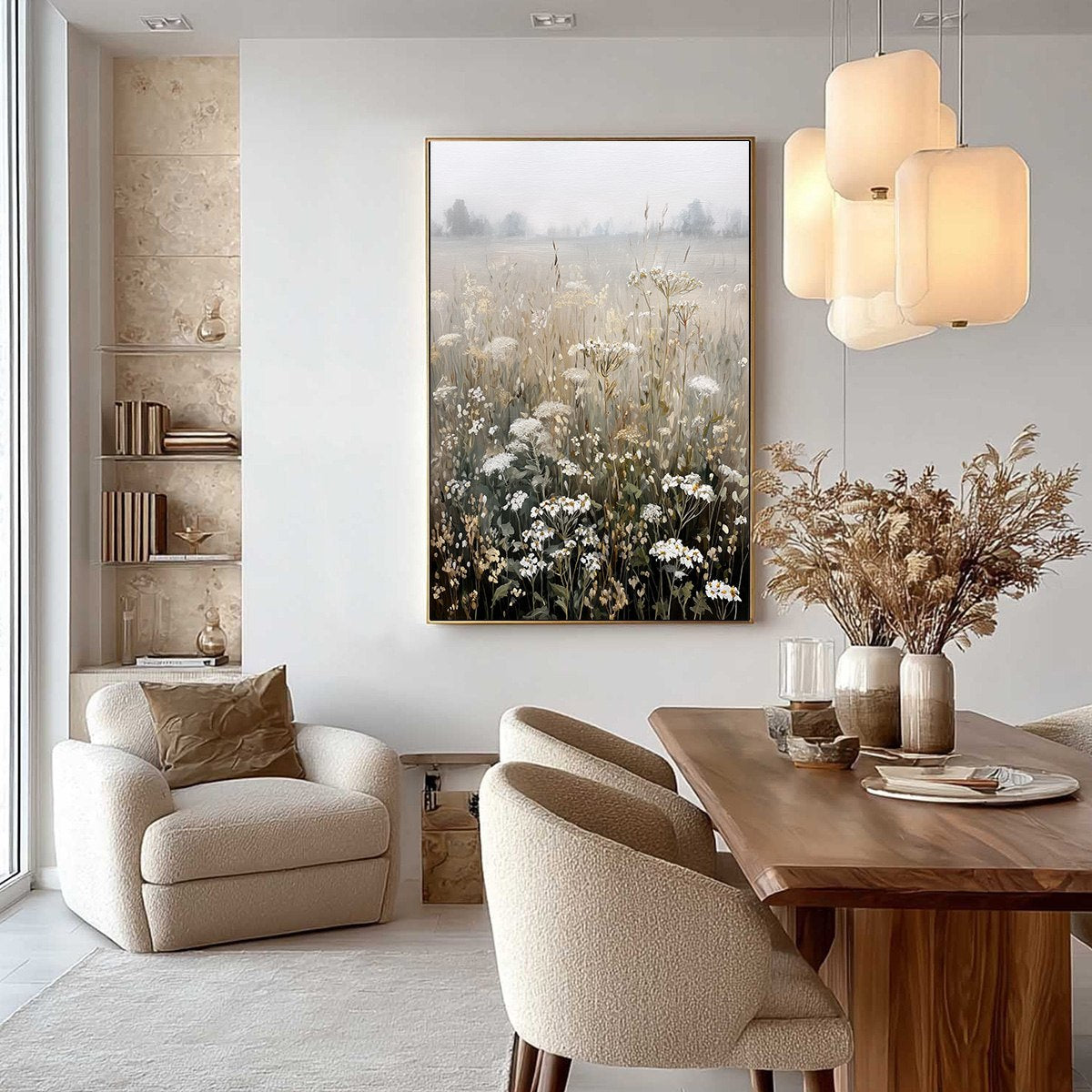 MISTY MEADOW: Ethereal Wildflower Field Landscape Painting - Image 6