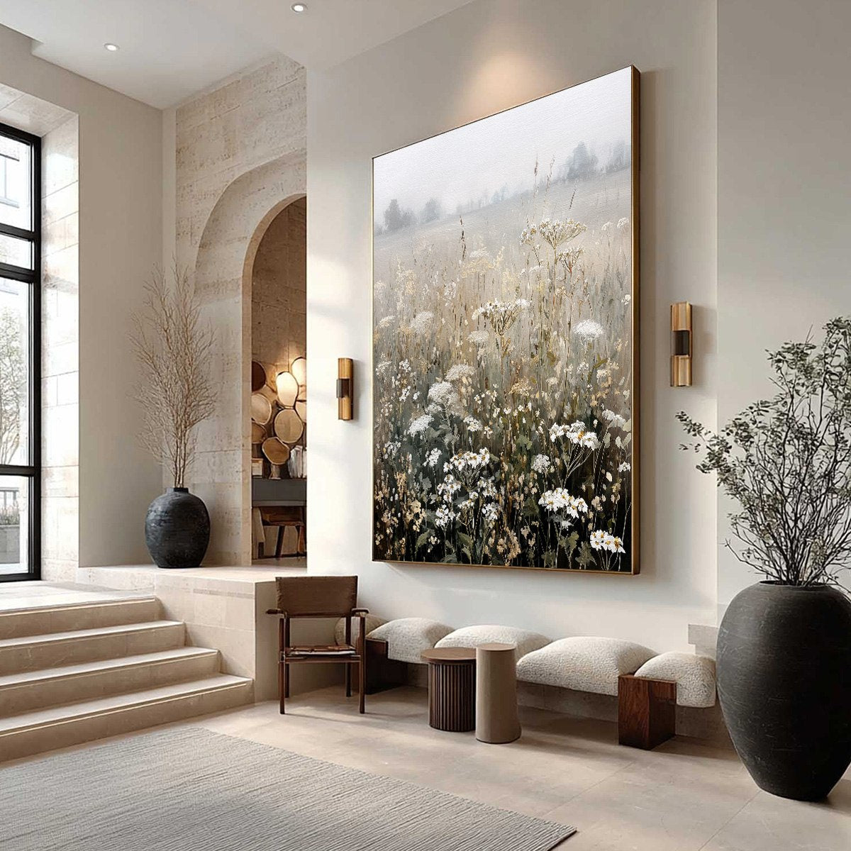 MISTY MEADOW: Ethereal Wildflower Field Landscape Painting - Image 7