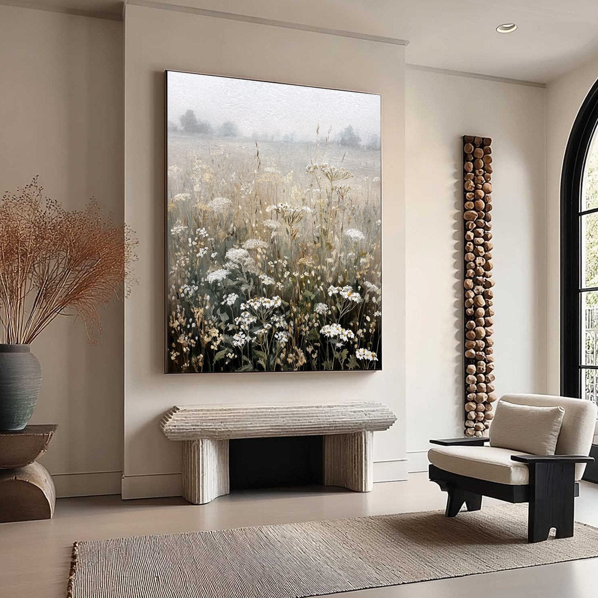 MISTY MEADOW: Ethereal Wildflower Field Landscape Painting - Image 8
