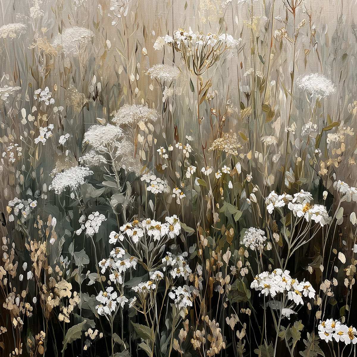 MISTY MEADOW: Ethereal Wildflower Field Landscape Painting - Image 3