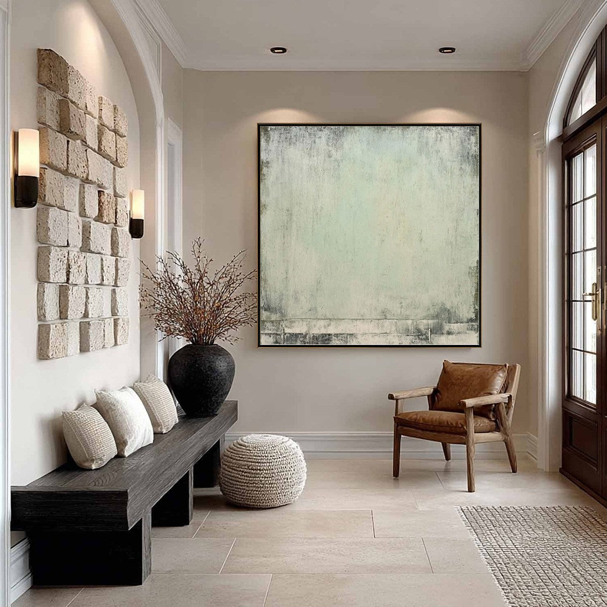 MISTY MORNING: Textured Minimalist Abstract Oil Painting - Image 2