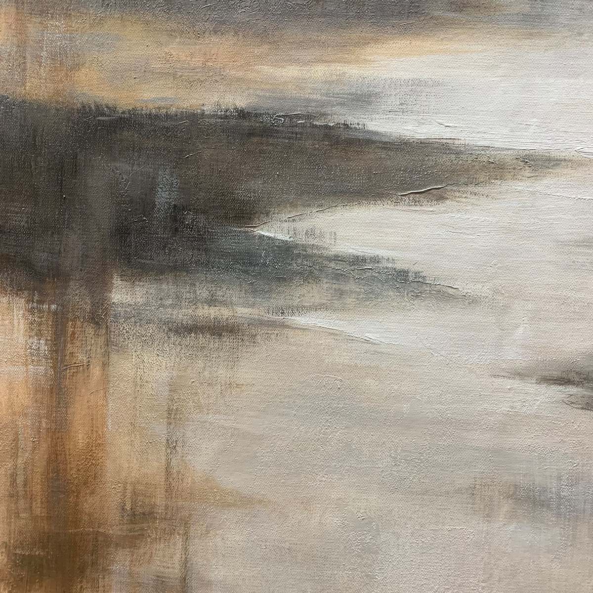 MISTY SHORES: Minimalist Coastal Landscape Oil Painting - Image 5