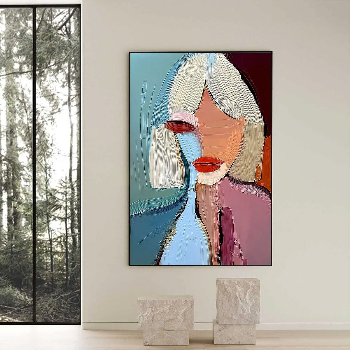 MOMENT IN COLOR: Abstract Textured Portrait Painting of a Woman - Image 2
