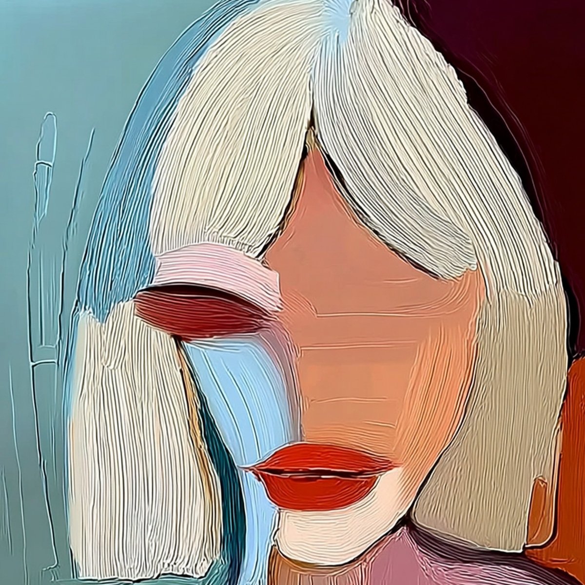 MOMENT IN COLOR: Abstract Textured Portrait Painting of a Woman - Image 3