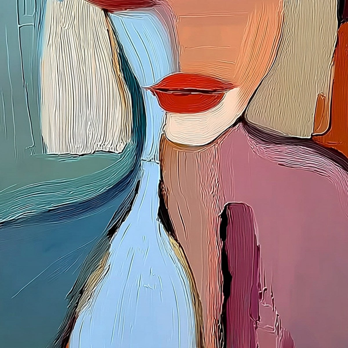 MOMENT IN COLOR: Abstract Textured Portrait Painting of a Woman - Image 5