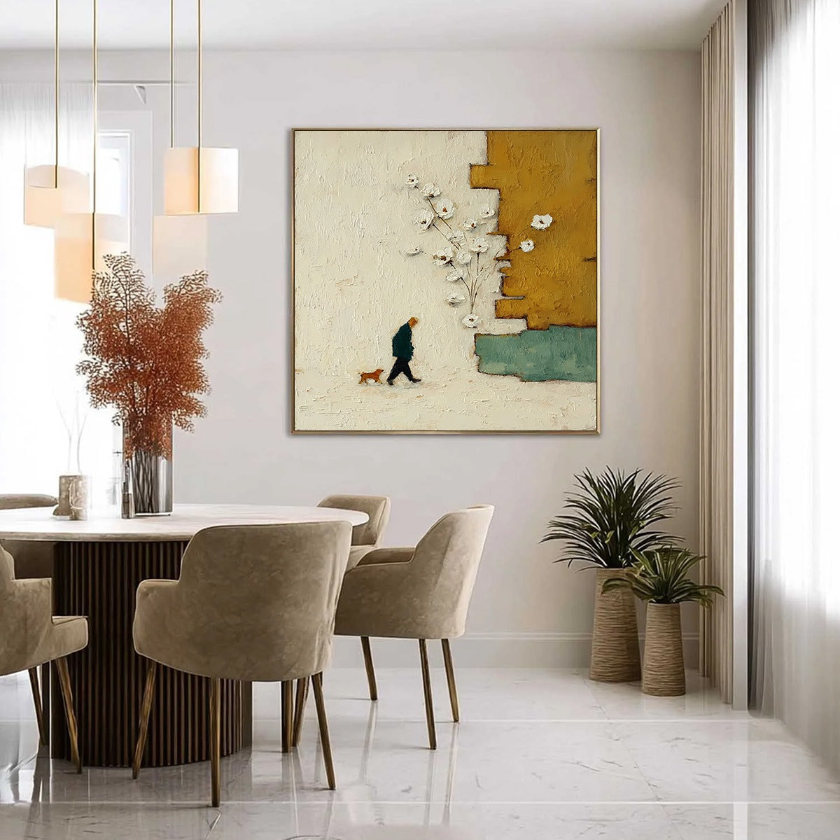 MOMENTS IN PASSING: Textured Minimalist Impasto Painting of a Daily Stroll - Image 4