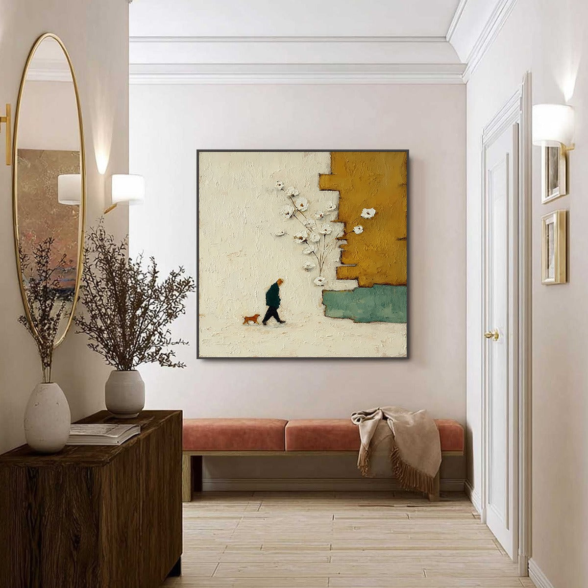 MOMENTS IN PASSING: Textured Minimalist Impasto Painting of a Daily Stroll - Image 6