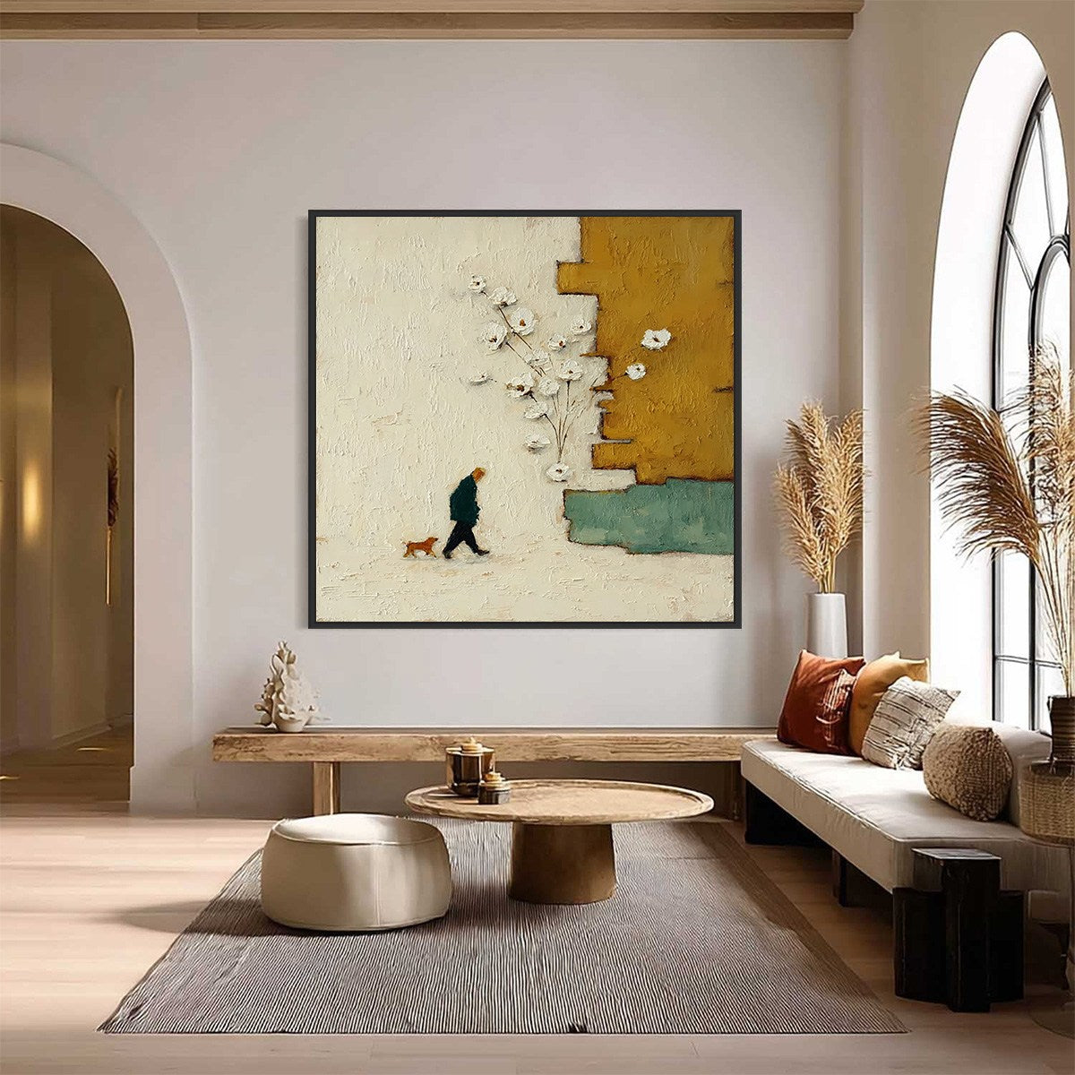 MOMENTS IN PASSING: Textured Minimalist Impasto Painting of a Daily Stroll - Image 2