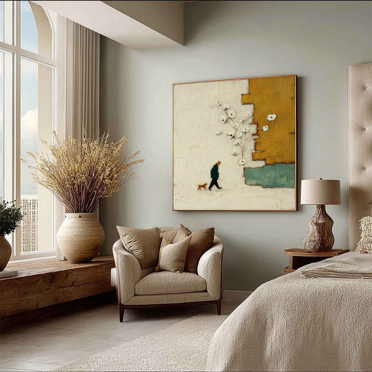 MOMENTS IN PASSING: Textured Minimalist Impasto Painting of a Daily Stroll - Image 8
